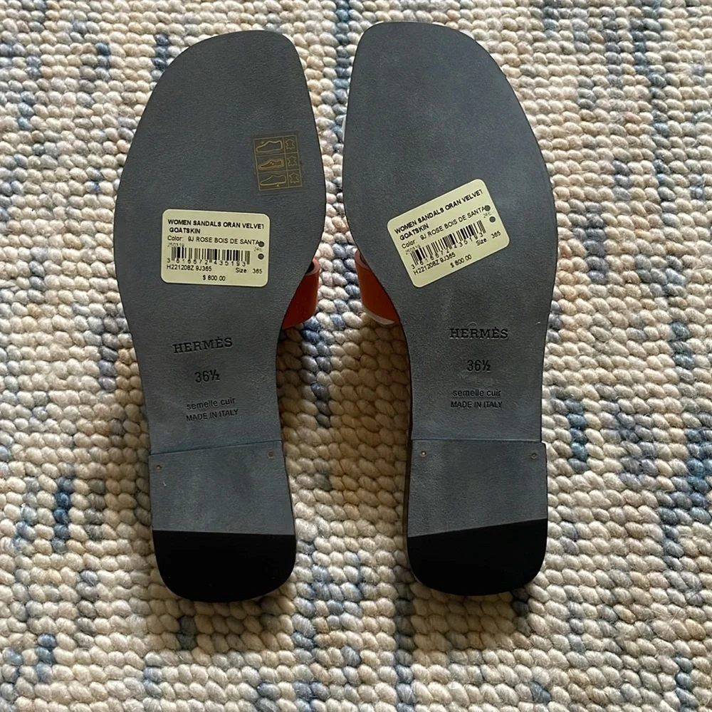 NWT Hermès Sandales Oran Suede Orange EU 36.5 - Picture 6 of 6